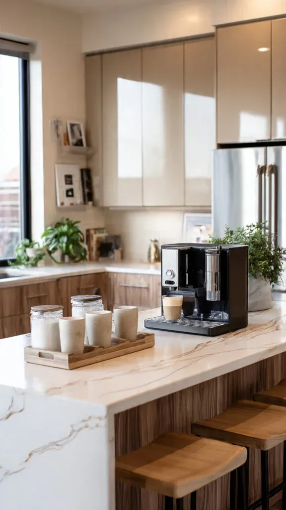 a large modern kitchen island styled with a mini c 576x1024